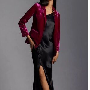 Anthropologie Velvet Tulip-Hem Blazer